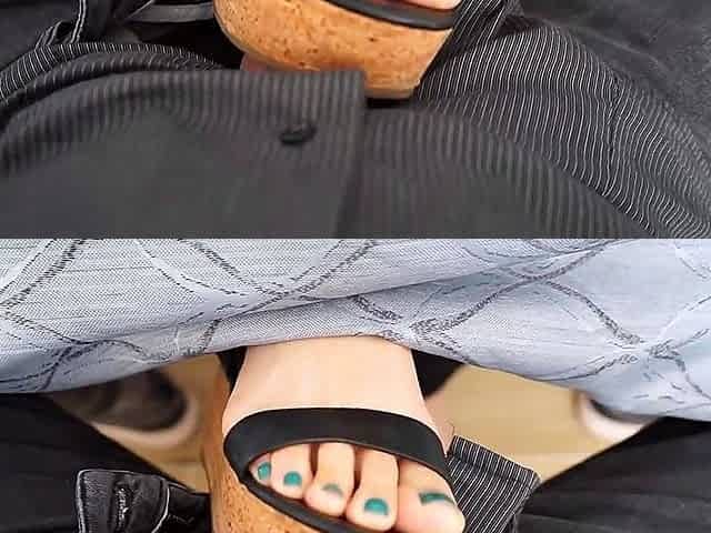 Public Footjob Under the Table at the Restaurant