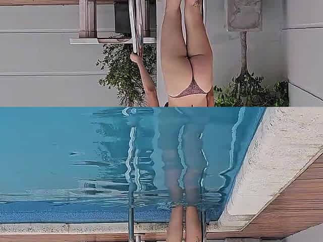I tempt my neighbour by the pool and this guy screws me in the bath