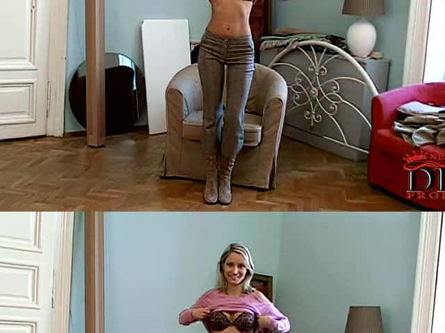 Sexy tall babe Leticia shows off her natural boobies