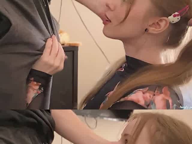 Invited home and fucked a cute student girl feeding birds