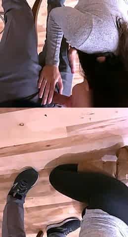 Amateur Teen Blowjob Under the Cover
