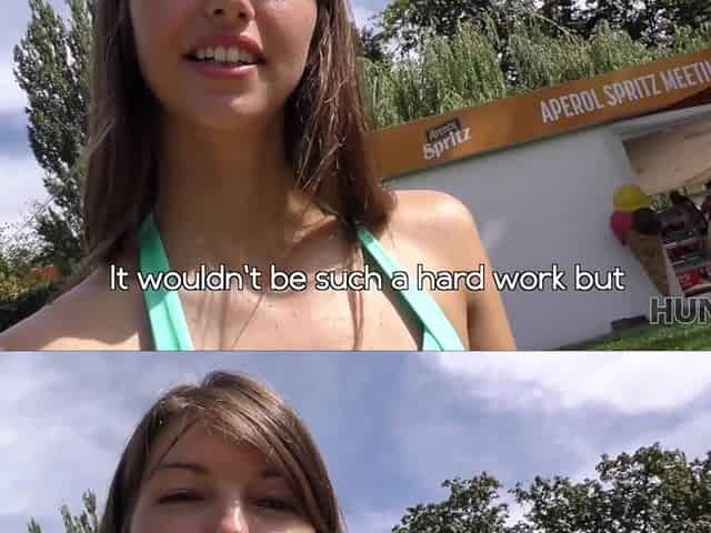 Hot skinny girl with small tits meets a stranger and has a wild outdoor sex