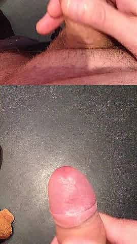 Jerking off my Hard Jock with taut Foreskin - ended in a Large Jizz flow ????????