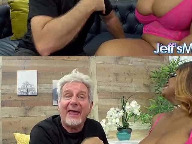 Old Dude Cums on Tiffany Valentine's Mega Black Tits