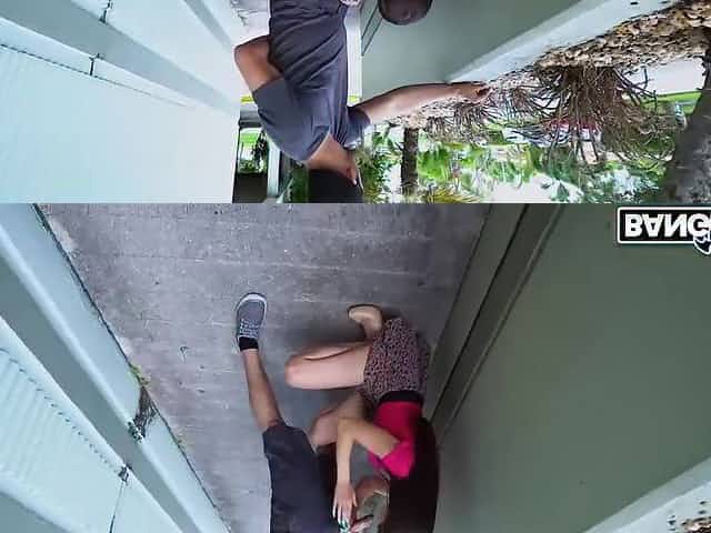 Picked up babe with big ass is bent over and fucked from behind on public