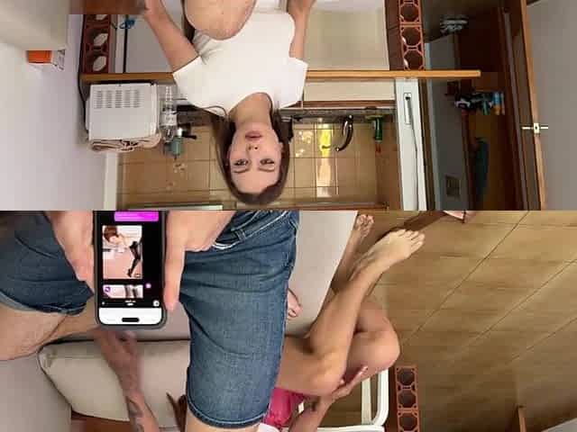 Step sis get sexually excited because of fresh AI app. I cum twice on her snatch and booty
