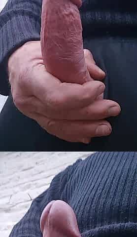 Outside jerk off and cum
