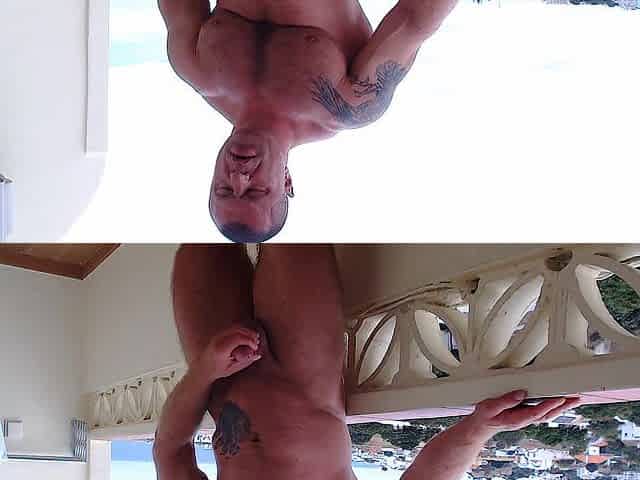 Wanking and cuming on the balcony