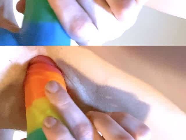 Brunette and her toys have close up masturbation sex