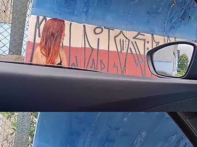 A risky masturbation session in the street for a student who was at the bus stop.