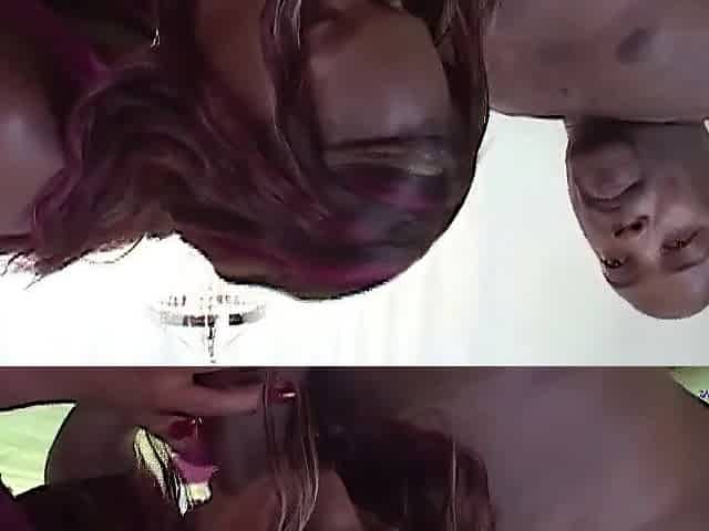 Squeezing her ebony ass gets his BBC powerful and mad to screw the redhead