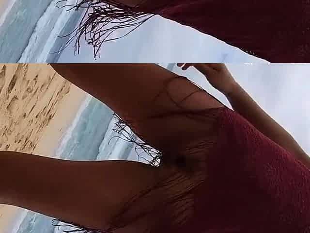 Public Beach Butt Plug Insertion by a Solo Female