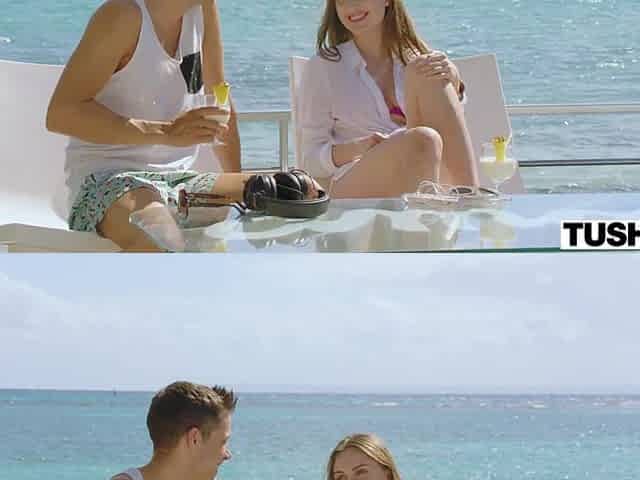 Sexy Slim Blonde Lena Relf Tries Hefty BWC Of Her Favorite DJ With Both Her Holes During the Vacation