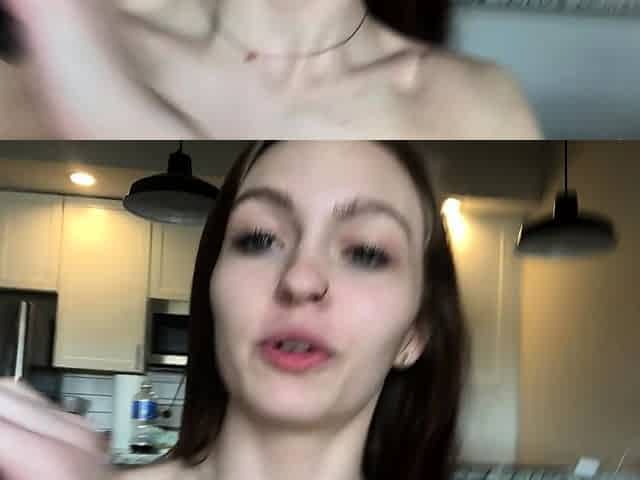 Very hot busty brunette solo masturbation on webcam
