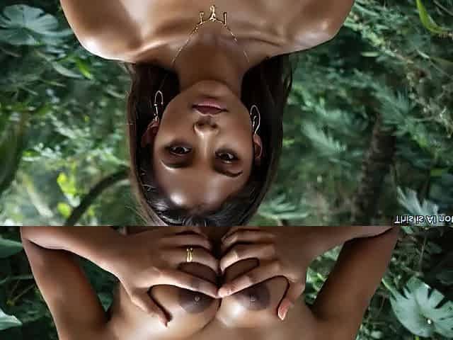 Sexy ebony woman having an fuckfest in the forest - Ai generated