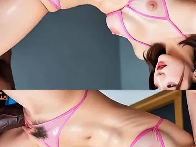 AI- Busty Chinese Gym Slut in Pink Sheer Bra Takes Thick Cock Deep