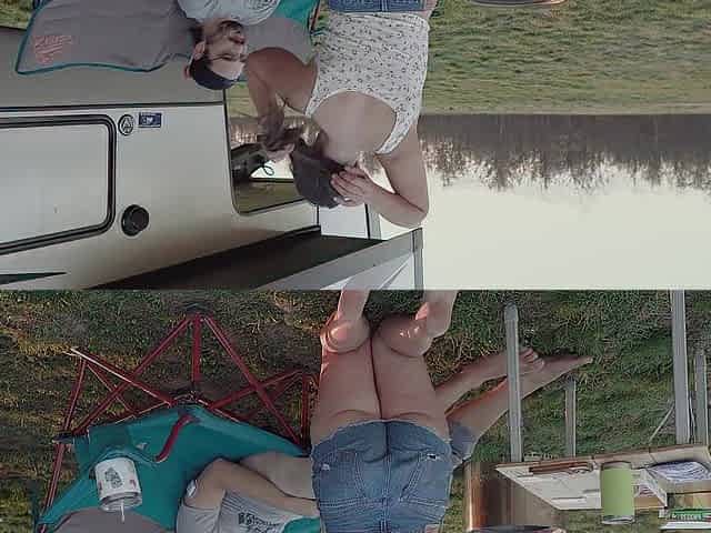Would u go camping with us? Quick outdoor bang PAWG creampie