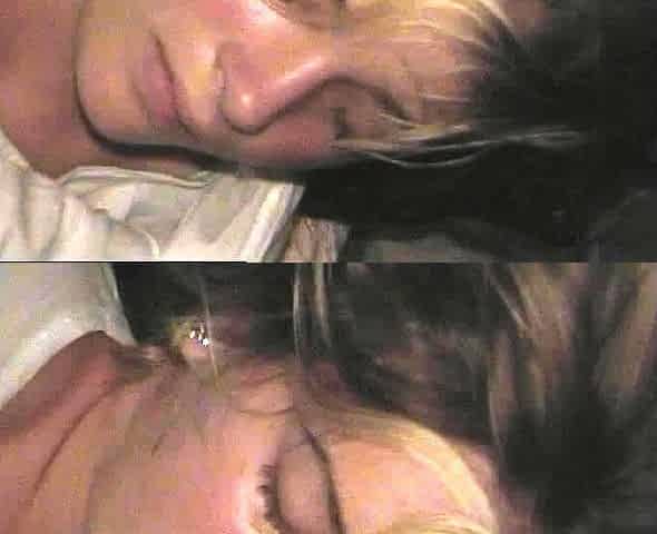 jerks on her face while mom sleeps son