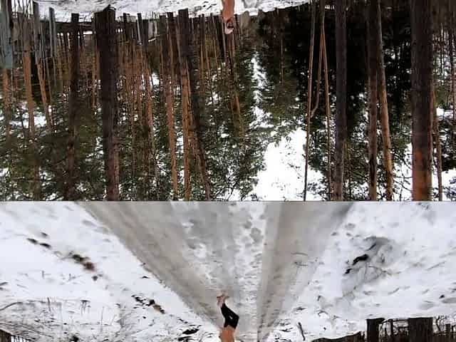 Nude Russian Girl with Tattoos in Abandoned Campsite