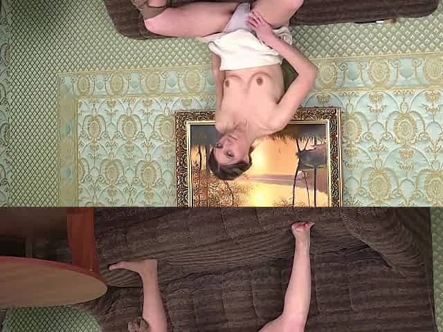 Petite Housewife Named Agatha Plays With Her Hairy Cunt On The Couch