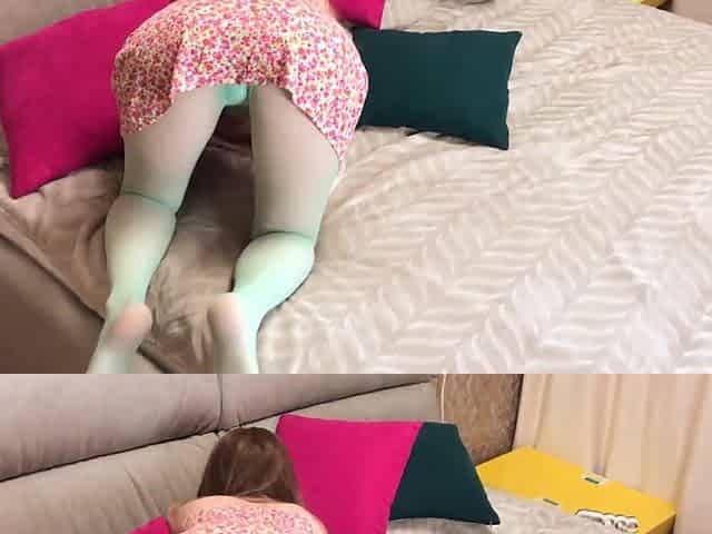 Seductive stepmom wearing pantyhose is stuck in a bed and gets nailed by her lusty stepson
