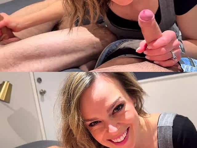 Huge double creampie after wife fucks husband and his