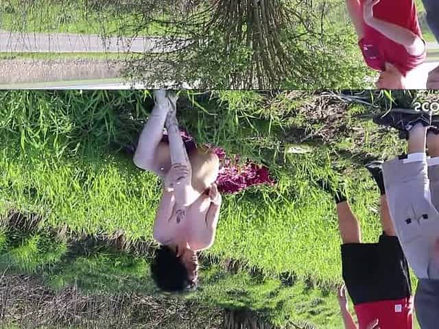 German Nudism Aged Entice to Bang by 2 Stranger Public