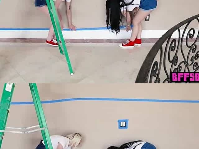 Three Horny Chicks Pays With Teen 18+ Pussies For Paint Job