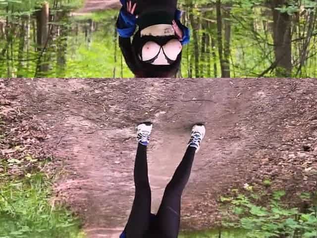 Large Titties Cutie Riskily Sucks Rod And Gets Cum On Face In The Forest