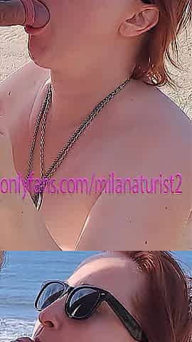 Oral-job on a wild beach.