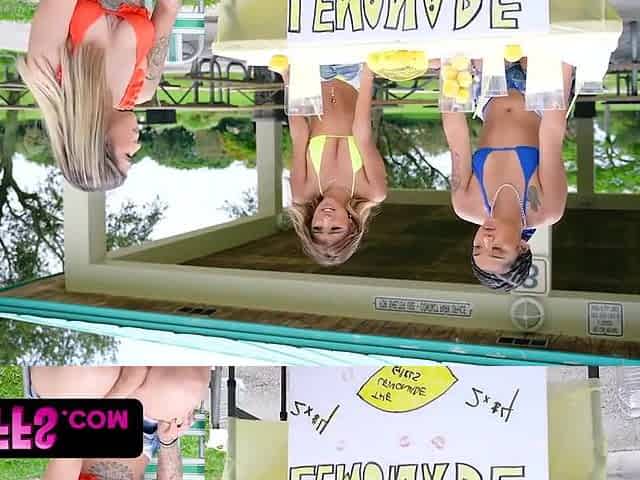 Nade Nasty - Beautiful White, Asian & African American Besties Serve Lucky Stud A Cold Lemonade And A Hot Blowjob