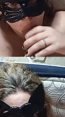 Masked Girl Sucks Cock and Gets Fucked Anally