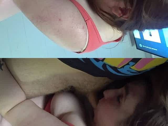 A super sexy brunette massages her big boobs