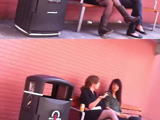Crossed Legs In Pantyhose And Cowboy Boots Smoking