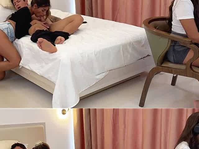 Husband Cheats on His Wife by Fucking His Stepdaughter Right in Front of Her