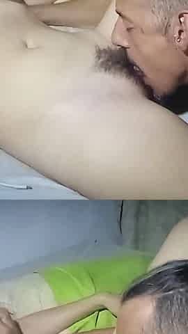 Yoga Master Eats His Young Student's Hairy Pussy