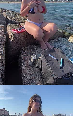 Exhibitionist Wife Flashes at Public Beach