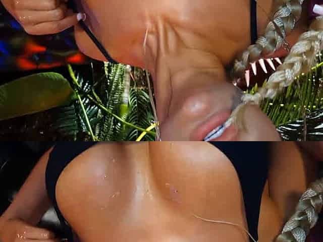 Sexy Monika Fox in black bodysuit penetrating herself in all holes with hefty fake penises - horny, muddy woman, porn, hot!