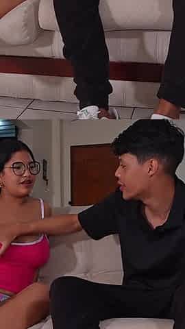 Busty Latina Bellattrix Seduces Stepbro Best Friend - Real Wet Creampie on Family Couch