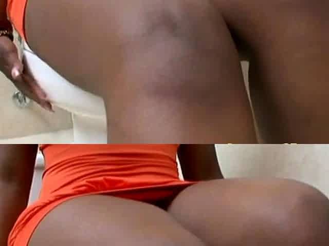 Curvy ebony teen takes it