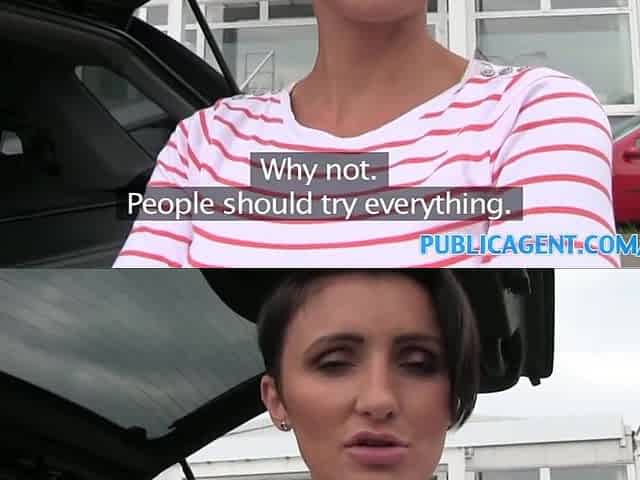 PublicAgent Short haired brunette hair mother I'd like to fuck bent over and screwed