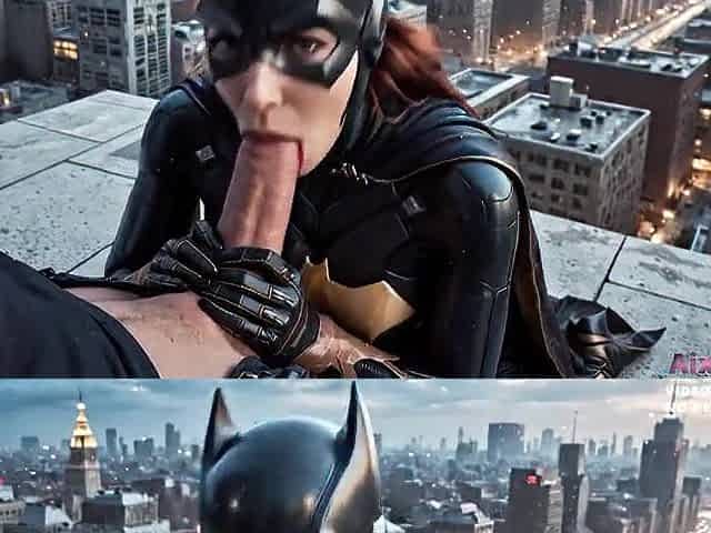 Batman Screws His Batgirl Right on the Rooftops of Gotham .Comic book version. (AI Generated)