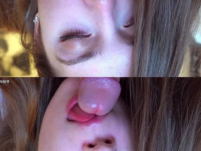 18 Yo Beauty with Juicy Natural Tits and Tight Assssucks Big Cock Close up and Gets Cum in Mouth