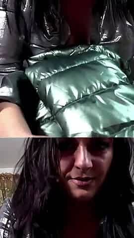 Shiny Leggings Cameltoe, Downjacket Play & Anal Plug Solo Fetish