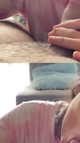 The Colombian Girl Sucks and Swallows Semen When Her Neighbor Sees Her