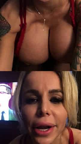 Big tit blonde gives blowjob to big cock