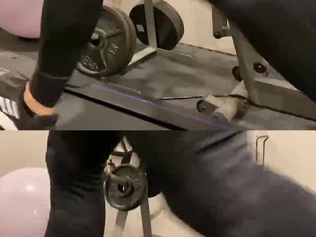 TINY BLOND WORKOUT SHOWING HER LARGE BOOBS