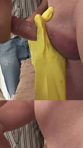 Two friends at home are bored but then comes the sexy waitress with the horny pussy