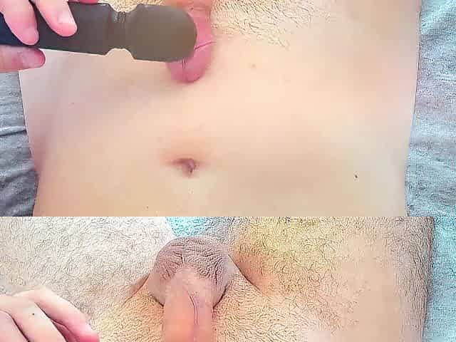 Using a wand dildo sent waves of ENJOYMENT throughout his body