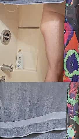 Enjoying a sexy shower with a plug in
